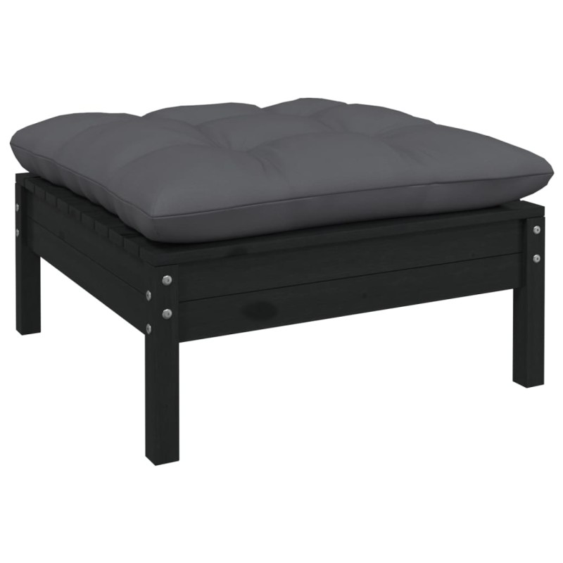 vidaXL Gartenhocker mit Anthrazit Kissen Schwarz Massivholz Kiefer vidaXL Gartenhocker mit Anthrazit Kissen Schwarz Massivholz Kiefer