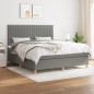vidaXL Boxspringbett mit Matratze Dunkelgrau 180x200 cm Stoff vidaXL Boxspringbett mit Matratze Dunkelgrau 180x200 cm Stoff