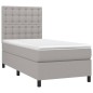 vidaXL Boxspringbett mit Matratze Hellgrau 90x200 cm Stoff vidaXL Boxspringbett mit Matratze Hellgrau 90x200 cm Stoff