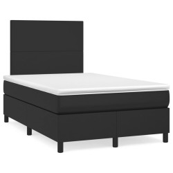 vidaXL Boxspringbett mit Matratze Schwarz 120x200 cm Kunstleder