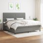 vidaXL Boxspringbett mit Matratze Dunkelgrau 200x200 cm Stoff vidaXL Boxspringbett mit Matratze Dunkelgrau 200x200 cm Stoff