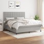 vidaXL Boxspringbett mit Matratze Hellgrau 180x200 cm Stoff vidaXL Boxspringbett mit Matratze Hellgrau 180x200 cm Stoff