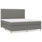 vidaXL Boxspringbett mit Matratze Dunkelgrau 160x200 cm Stoff vidaXL Boxspringbett mit Matratze Dunkelgrau 160x200 cm Stoff