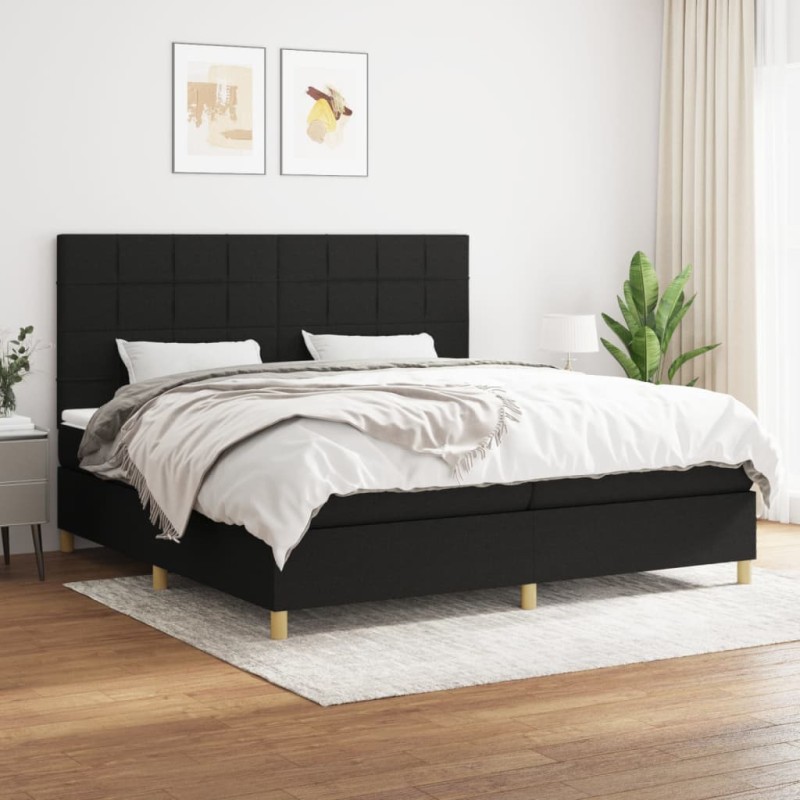 vidaXL Boxspringbett mit Matratze Schwarz 200x200 cm Stoff vidaXL Boxspringbett mit Matratze Schwarz 200x200 cm Stoff
