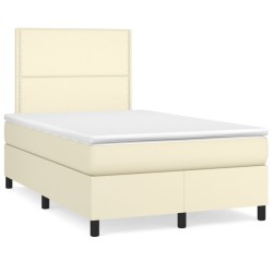 vidaXL Boxspringbett mit Matratze Creme 120x200 cm Kunstleder