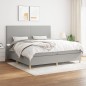 vidaXL Boxspringbett mit Matratze Hellgrau 200x200 cm Stoff vidaXL Boxspringbett mit Matratze Hellgrau 200x200 cm Stoff