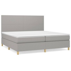 vidaXL Boxspringbett mit Matratze Hellgrau 200x200 cm Stoff