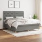 vidaXL Boxspringbett mit Matratze Dunkelgrau 180x200 cm Stoff vidaXL Boxspringbett mit Matratze Dunkelgrau 180x200 cm Stoff