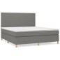 vidaXL Boxspringbett mit Matratze Dunkelgrau 160x200 cm Stoff vidaXL Boxspringbett mit Matratze Dunkelgrau 160x200 cm Stoff