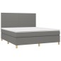 vidaXL Boxspringbett mit Matratze Dunkelgrau 160x200 cm Stoff vidaXL Boxspringbett mit Matratze Dunkelgrau 160x200 cm Stoff
