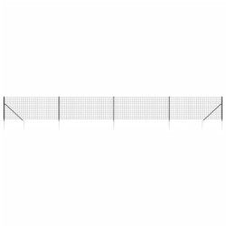 vidaXL Maschendrahtzaun mit Bodenhülsen Anthrazit 0,8x10 m