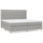 vidaXL Boxspringbett mit Matratze Hellgrau 200x200 cm Stoff vidaXL Boxspringbett mit Matratze Hellgrau 200x200 cm Stoff