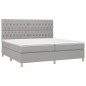 vidaXL Boxspringbett mit Matratze Hellgrau 200x200 cm Stoff vidaXL Boxspringbett mit Matratze Hellgrau 200x200 cm Stoff