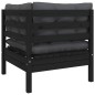 Garten-Ecksofa mit Kissen Schwarz Massivholz Kiefer Garten-Ecksofa mit Kissen Schwarz Massivholz Kiefer