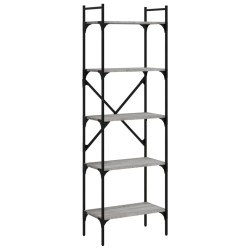 vidaXL Bücherregal 5 Fächer Grau Sonoma 56x31,5x174 cm Holzwerkstoff