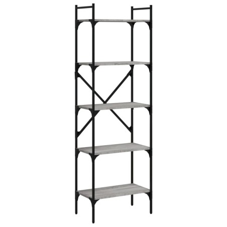 vidaXL Bücherregal 5 Fächer Grau Sonoma 56x31,5x174 cm Holzwerkstoff