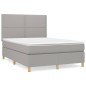 vidaXL Boxspringbett mit Matratze Hellgrau 140x190 cm Stoff vidaXL Boxspringbett mit Matratze Hellgrau 140x190 cm Stoff