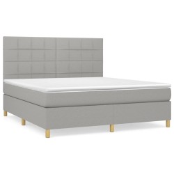 vidaXL Boxspringbett mit Matratze Hellgrau 180x200 cm Stoff