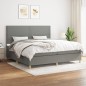 vidaXL Boxspringbett mit Matratze Dunkelgrau 200x200 cm Stoff vidaXL Boxspringbett mit Matratze Dunkelgrau 200x200 cm Stoff