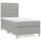 vidaXL Boxspringbett mit Matratze Hellgrau 90x200 cm Stoff vidaXL Boxspringbett mit Matratze Hellgrau 90x200 cm Stoff