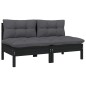2-Sitzer-Gartensofa mit Kissen Schwarz Massivholz Kiefer 2-Sitzer-Gartensofa mit Kissen Schwarz Massivholz Kiefer