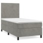 vidaXL Boxspringbett mit Matratze Hellgrau 90x190 cm Samt vidaXL Boxspringbett mit Matratze Hellgrau 90x190 cm Samt