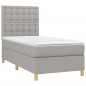 vidaXL Boxspringbett mit Matratze Hellgrau 100x200 cm Stoff vidaXL Boxspringbett mit Matratze Hellgrau 100x200 cm Stoff
