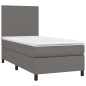 vidaXL Boxspringbett mit Matratze Grau 80x200 cm Kunstleder vidaXL Boxspringbett mit Matratze Grau 80x200 cm Kunstleder