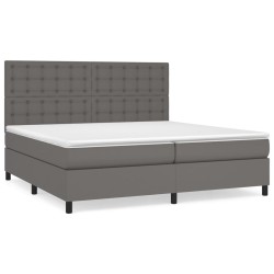 vidaXL Boxspringbett mit Matratze Grau 200x200 cm Kunstleder