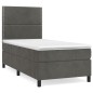 vidaXL Boxspringbett mit Matratze Dunkelgrau 100x200 cm Samt vidaXL Boxspringbett mit Matratze Dunkelgrau 100x200 cm Samt