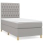 vidaXL Boxspringbett mit Matratze Hellgrau 100x200 cm Stoff vidaXL Boxspringbett mit Matratze Hellgrau 100x200 cm Stoff