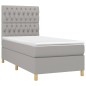 vidaXL Boxspringbett mit Matratze Hellgrau 100x200 cm Stoff vidaXL Boxspringbett mit Matratze Hellgrau 100x200 cm Stoff
