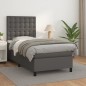 vidaXL Boxspringbett mit Matratze Grau 90x190 cm Kunstleder vidaXL Boxspringbett mit Matratze Grau 90x190 cm Kunstleder