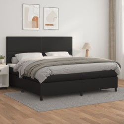 vidaXL Boxspringbett mit Matratze Schwarz 200x200 cm Kunstleder