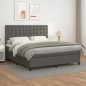 vidaXL Boxspringbett mit Matratze Grau 180x200 cm Kunstleder vidaXL Boxspringbett mit Matratze Grau 180x200 cm Kunstleder