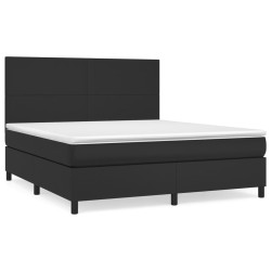 vidaXL Boxspringbett mit Matratze Schwarz 180x200 cm Kunstleder