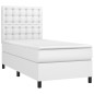 vidaXL Boxspringbett mit Matratze Weiß 100x200 cm Kunstleder vidaXL Boxspringbett mit Matratze Weiß 100x200 cm Kunstleder