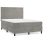 vidaXL Boxspringbett mit Matratze Hellgrau 140x190 cm Samt vidaXL Boxspringbett mit Matratze Hellgrau 140x190 cm Samt