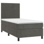vidaXL Boxspringbett mit Matratze Dunkelgrau 90x190 cm Samt vidaXL Boxspringbett mit Matratze Dunkelgrau 90x190 cm Samt