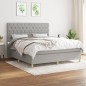 vidaXL Boxspringbett mit Matratze Hellgrau 160x200 cm Stoff vidaXL Boxspringbett mit Matratze Hellgrau 160x200 cm Stoff