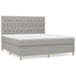 vidaXL Boxspringbett mit Matratze Hellgrau 160x200 cm Stoff