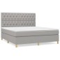 vidaXL Boxspringbett mit Matratze Hellgrau 160x200 cm Stoff vidaXL Boxspringbett mit Matratze Hellgrau 160x200 cm Stoff