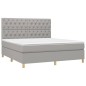 vidaXL Boxspringbett mit Matratze Hellgrau 160x200 cm Stoff vidaXL Boxspringbett mit Matratze Hellgrau 160x200 cm Stoff