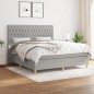 vidaXL Boxspringbett mit Matratze Hellgrau 180x200 cm Stoff vidaXL Boxspringbett mit Matratze Hellgrau 180x200 cm Stoff