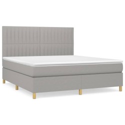 vidaXL Boxspringbett mit Matratze Hellgrau 180x200 cm Stoff