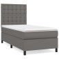 vidaXL Boxspringbett mit Matratze Grau 90x200 cm Kunstleder vidaXL Boxspringbett mit Matratze Grau 90x200 cm Kunstleder