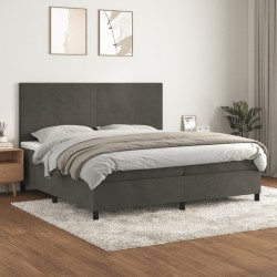 vidaXL Boxspringbett mit Matratze Dunkelgrau 200x200 cm Samt