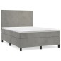 vidaXL Boxspringbett mit Matratze Hellgrau 140x200 cm Samt vidaXL Boxspringbett mit Matratze Hellgrau 140x200 cm Samt