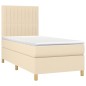 vidaXL Boxspringbett mit Matratze Creme 90x200 cm Stoff vidaXL Boxspringbett mit Matratze Creme 90x200 cm Stoff