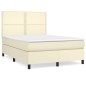 vidaXL Boxspringbett mit Matratze Creme 140x200 cm Kunstleder vidaXL Boxspringbett mit Matratze Creme 140x200 cm Kunstleder